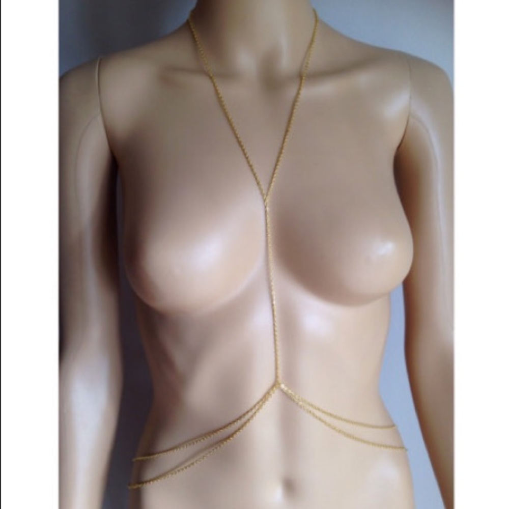 🚨 Layered Bright Gold Bodychain Body Chain Yellow